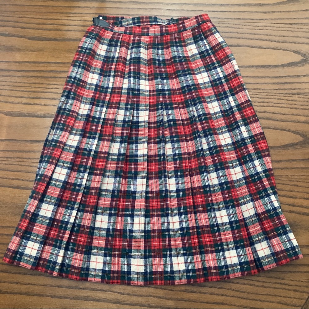 Vintage Young Pendleton Wool Skirt Full Wrap Plaid Pleated XS 26 x 27.5 - Picture 4 of 12